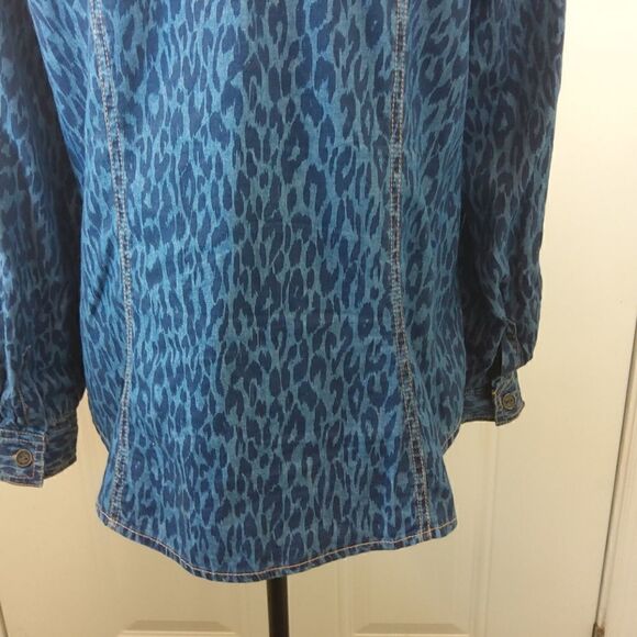 Chico's chambray animal print button front blouse - Picture 7 of 12